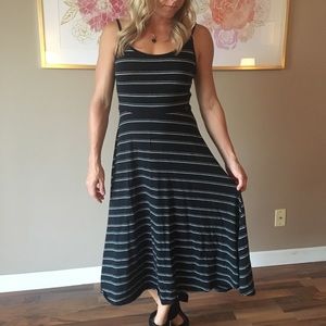 Midi length, black spaghetti strap dress - small